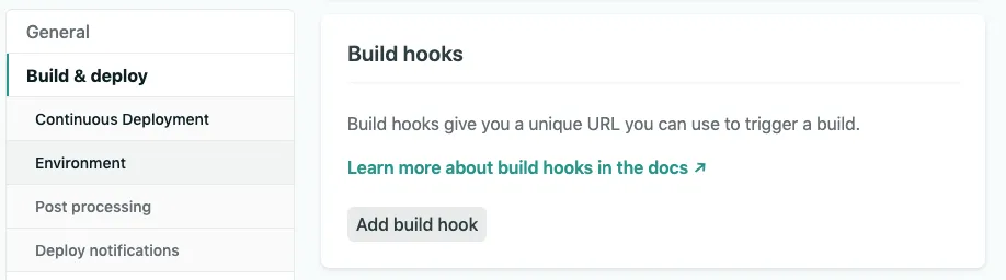 Netlify build hooks